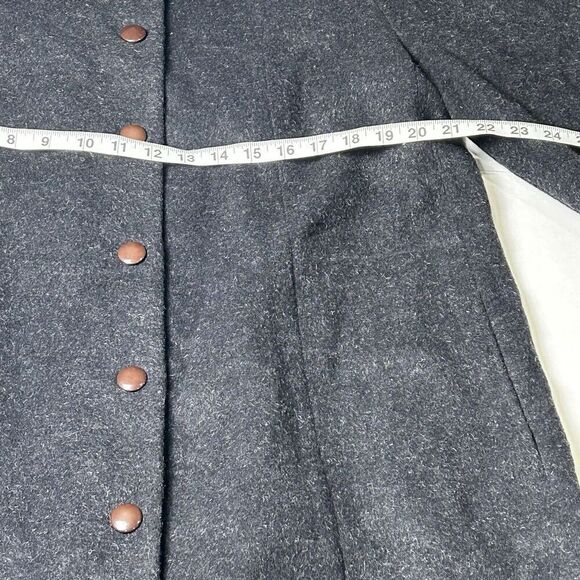 VINTAGE 80s J.G. HOOK Grey Warm Long Length Winter Retro Trench Coat Size 14 - Picture 7 of 7